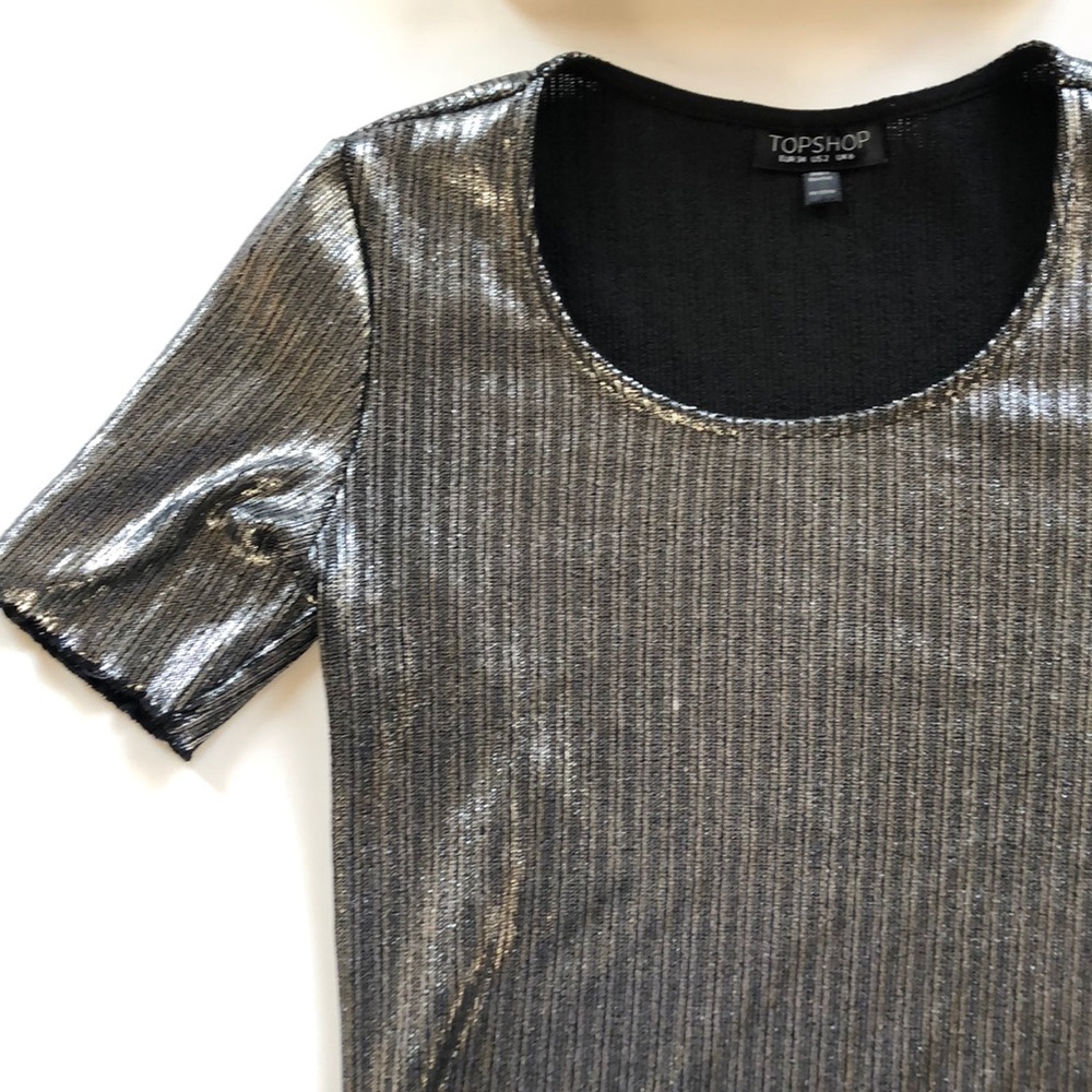 Topshop Metallic Cropped T-shirt